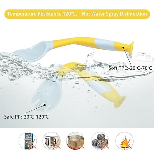 Miniatura 6 de Utensilios para bebés, cucharas, tenedores con estuche seguro de viaje para bebés y niños pequeños, cuchara de entrenamiento de alimentación, fácil