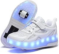 Vista 15 de Wooowyet - Tenis con ruedas y luces LED para niños y niñas, con ruedas, USB recargable, cierre de gancho y bucle