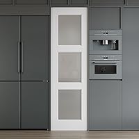 Vista 18 de Losa de puerta interior de 18 x 80, puerta de vidrio, puertas de despensa con vidrio esmerilado, panel preconstruido de 5 paneles de núcleo sólido