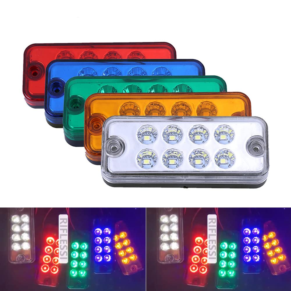 BATLAM 10 Piezas LED Luz De Gálibo Luz De Balizamiento Lateral Rojo Blanco Ámbar Azul Verde 24V para Camión Trailer,Amarillo