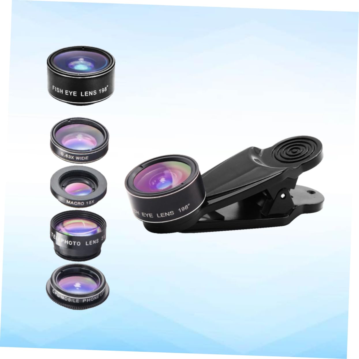 Housoutil Kit De Lentes para Cámara De Teléfono De 3 Piezas 5 En 1: Ojo De Gran Angular Macro Fácil De Instalar