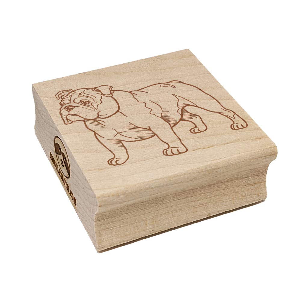 Gentle English Bulldog Pet Dog Square Rubber Stamp for Stamping Crafting - 1.25in Small