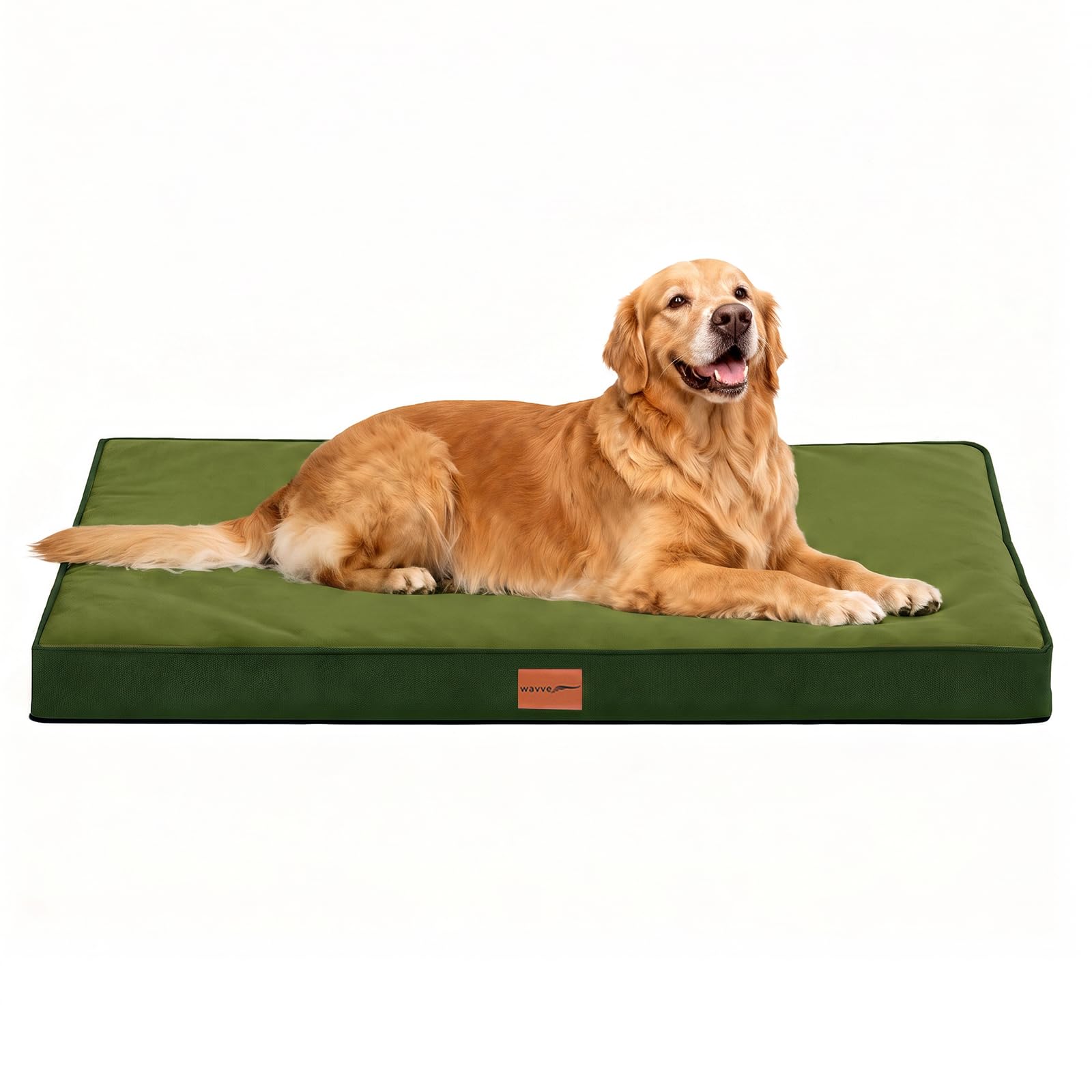WAVVE Cuccia Cane Interno Taglia grande 112x81x7.6 cm Verde | Materassino ortopedico in schiuma a nido d’uovo, sfoderabile e lavabile, fodera interna impermeabile, fondo antiscivolo
