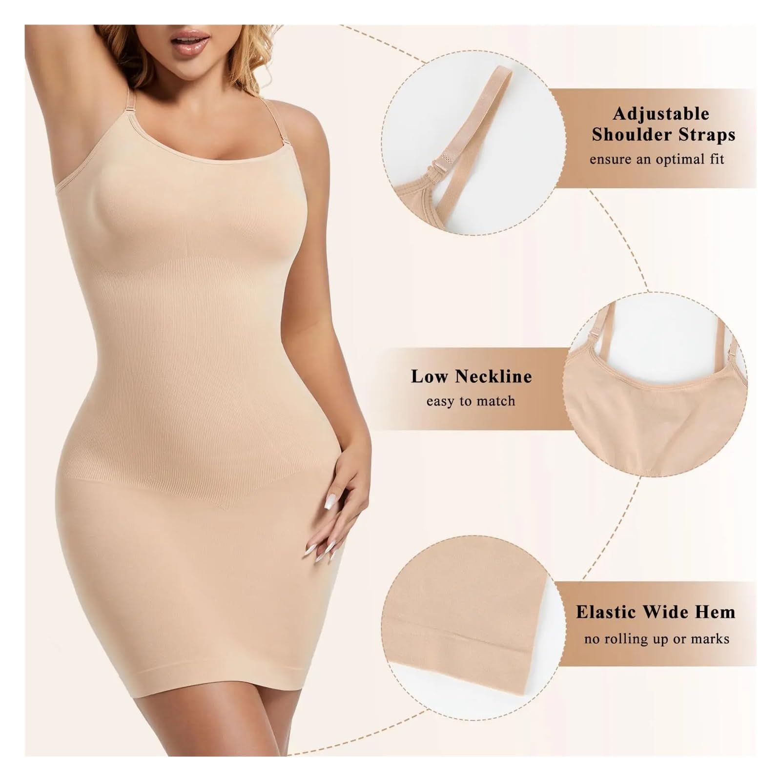 Vestido Moldeador Vestidos moldeadores for Mujer, Moldeador de Abdomen, Moldeador de Cuerpo, Adelgazante, Levantador de glúteos, Camisola, Ropa Interior Femenina(Pink,XXL)