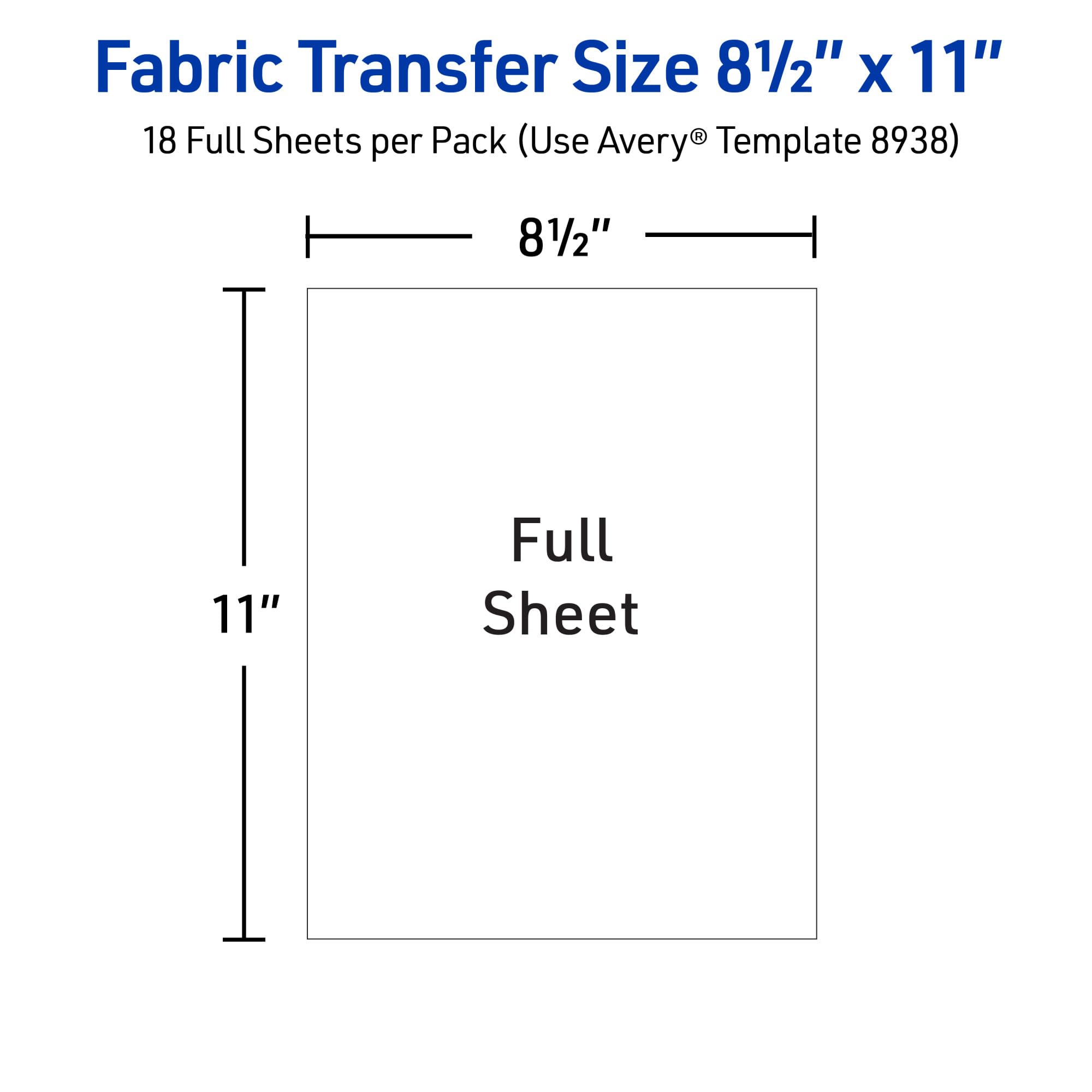 Avery Printable Heat Transfer Paper for Light Fabrics, 8.5" x 11", Inkjet Printer Compatible, 18 Sheets of Iron On Transfer Paper, Great for Custom Shirts, Uniforms, Gifts, and More (8938)