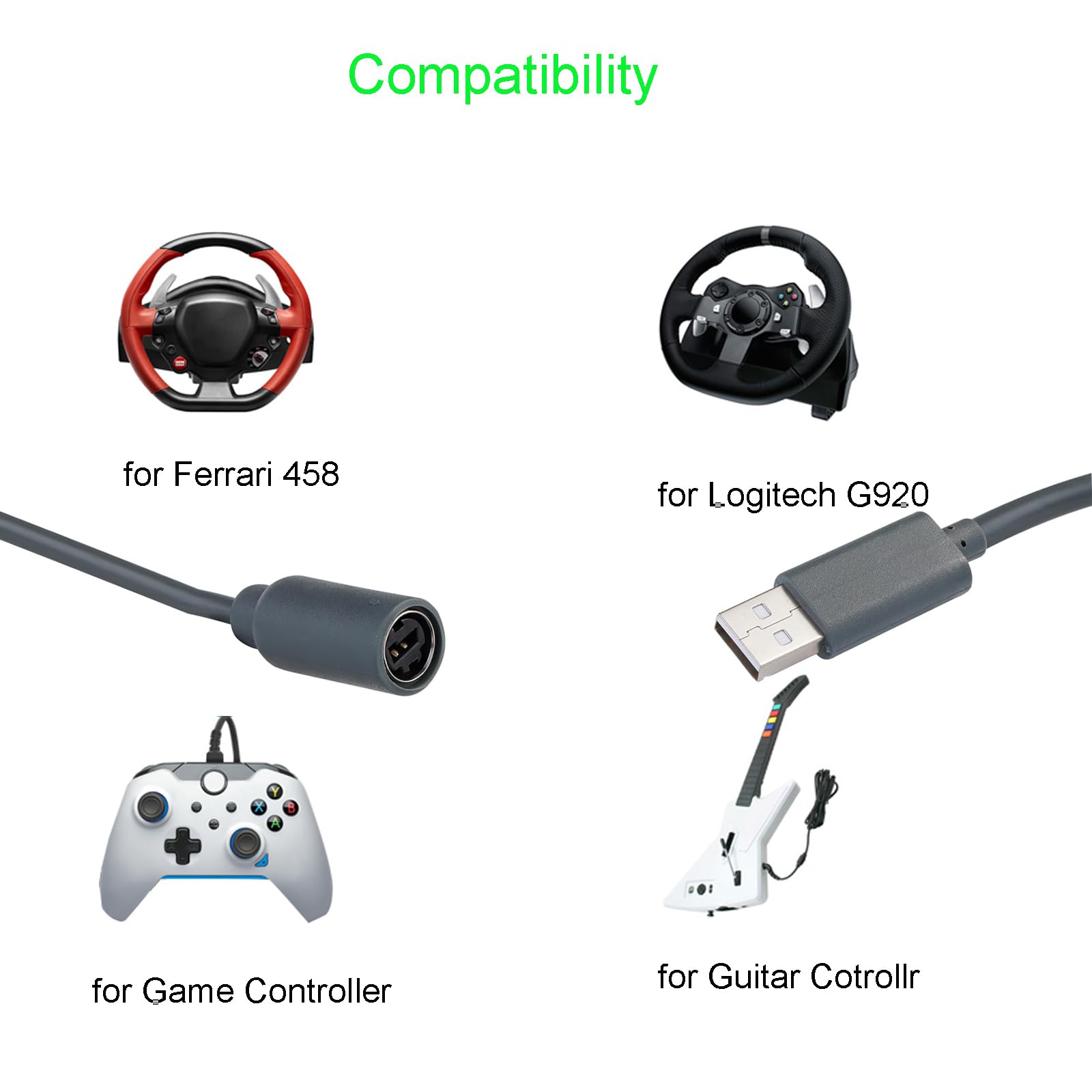 Câble D'extension USB 26cm Pour Volants Logitech G920/G29 Etc. Et Thrustmaster Ferrari 458 - Compatible PC