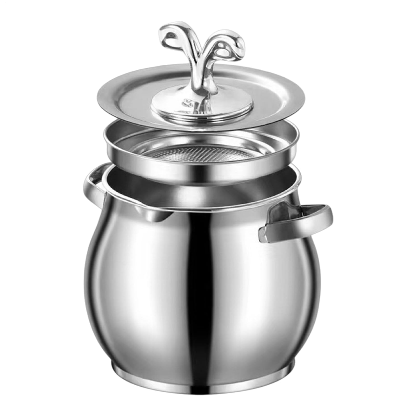 Recipiente de Grasa de Cocina,Bote De Acero Inoxidable Para Aceite,Contenedor De Grasa Con Tapa Colador | Para Cocina Cocinar Hornear Desayuno Brunch Comida Familiar