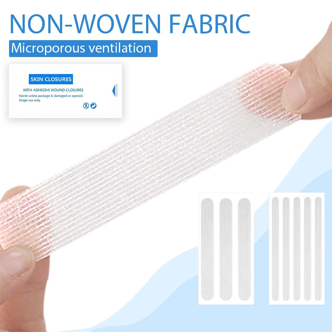 16 Bandes de Fermeture de Plaies, Strips Sutures Adhésives, Fermetures Cutanées pour Refermer les Petites Coupures, Ruban adhésif respirant, Pour Activités en Extérieur (12*100 mm, 6*100 mm)
