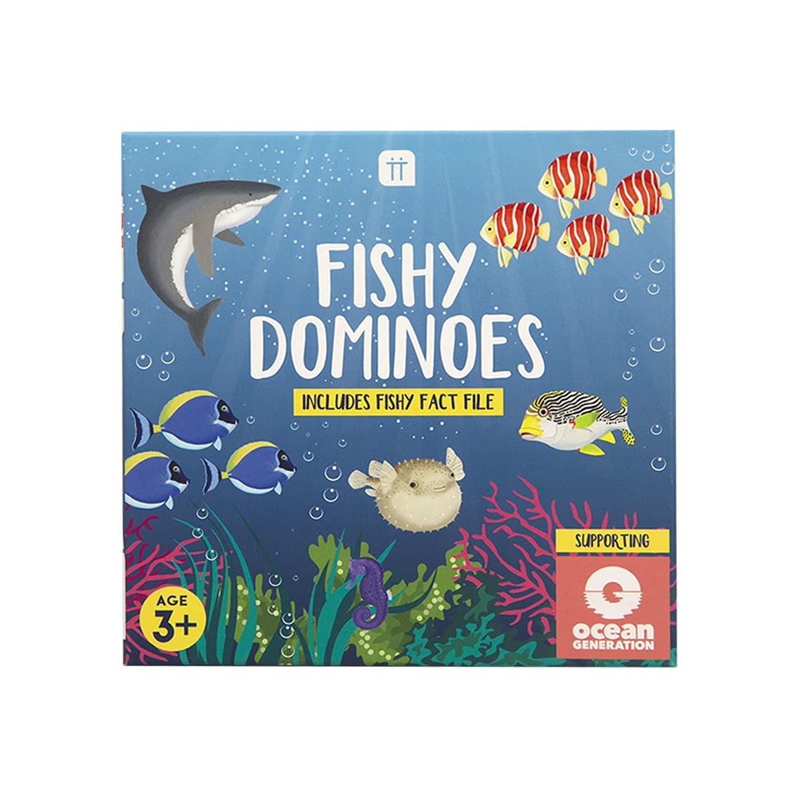 Talking Tables Kids Dominoes Game with Fish Theme | 28 Piece Set for Children with Ocean Fact File (FISH-DOMINOES)