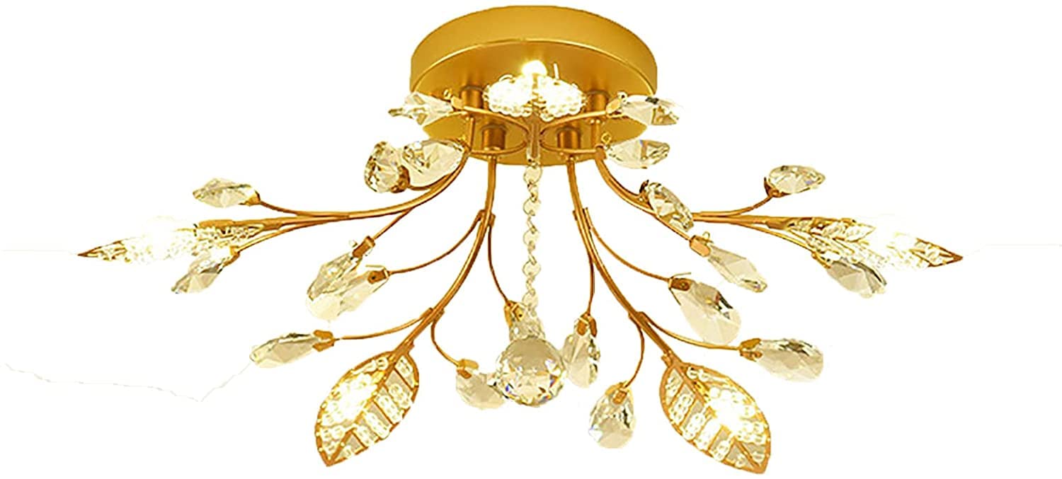 Lustre en cristal anti-éblouissement pour illuminer un plafond bas