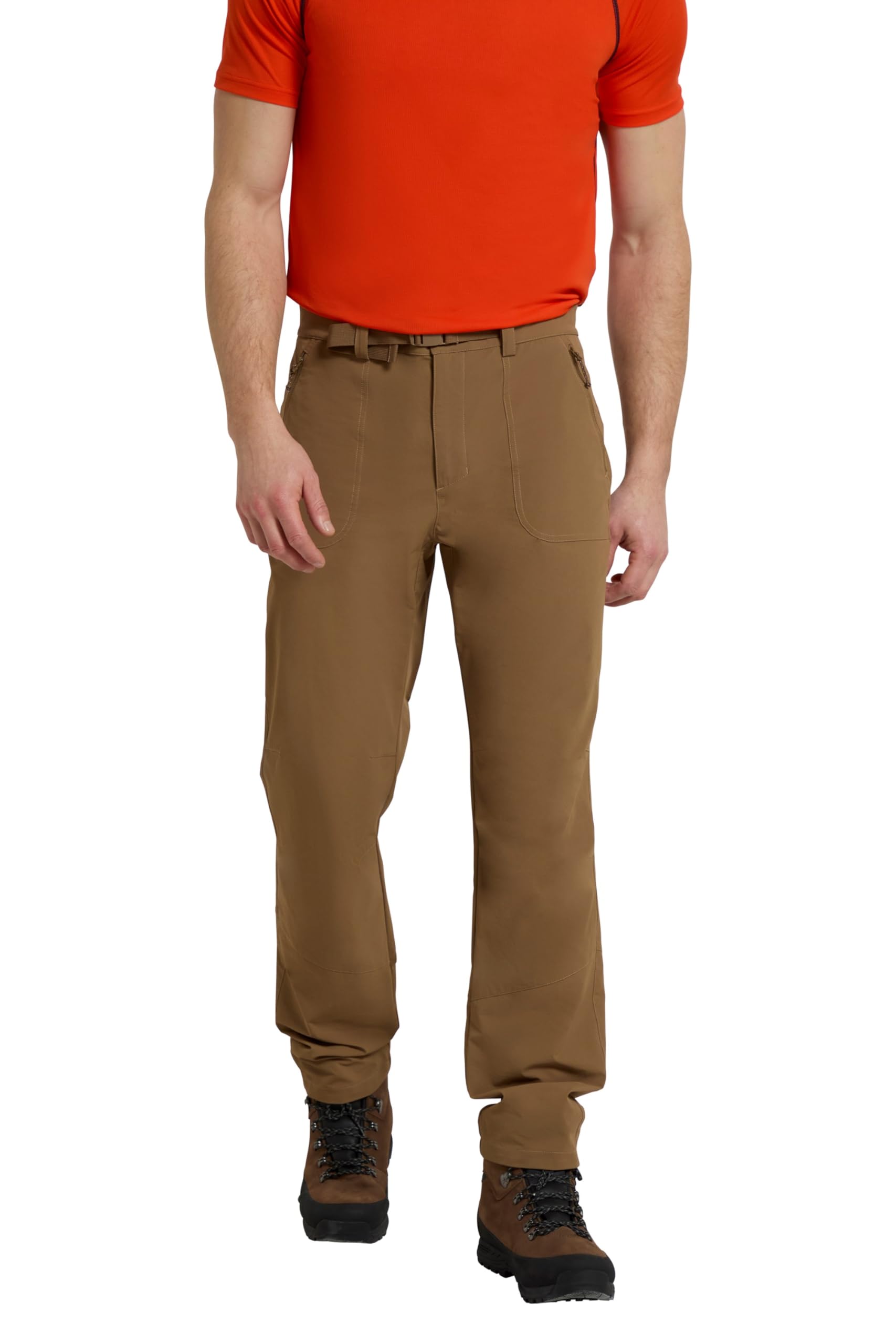 Grassland Mens Belted Trousers - Beige