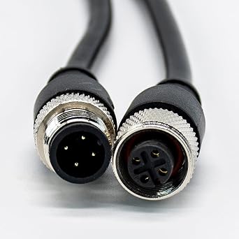 M12 4 Pin Connector Profibus Straight Male to Female Connector with 2M AWG22 Double Ended Cable A Code Threaded Joint IP67 Waterproof Industrial Profibus Aviation Electrical Cable