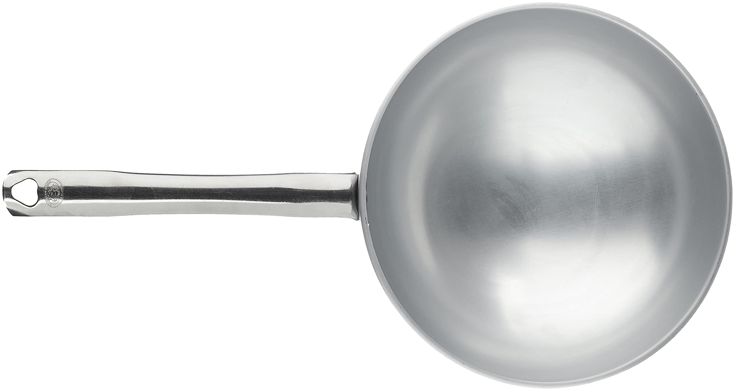 Pentole Agnelli Wok für Induktionsherd mit gewelltem Boden, aus Aluminium, mit Griff aus Edelstahl, Silber 28 cm Silber/schwarz