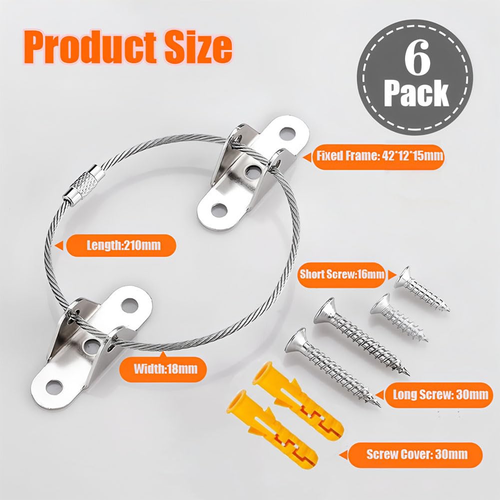 Furniture Anchors (6 Pack) for Baby Proofing Furniture Straps Anti Tip Furniture Anchor Securing Wall Anchor Securing 400 lbs/Keep Baby Pet Safety from Falling Furniture - Image 3