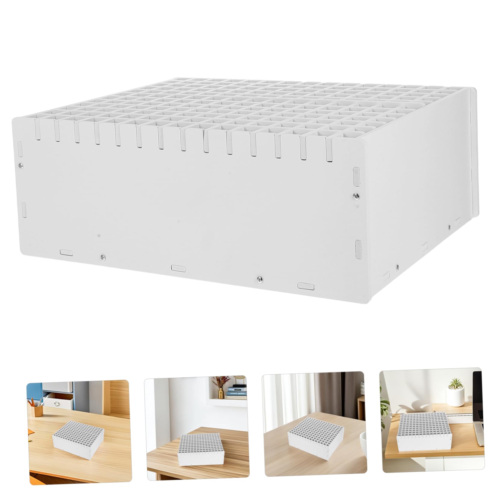 TEHAUX Organizzatore di Pennarelli da Scrivania, Scatola Porta Penne in Pp Bianco, 180 Scomparti, Design Multifunzione per Aula e Area Studio
