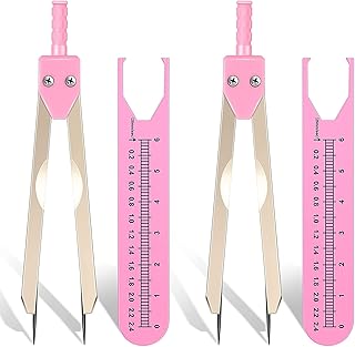 2 Pieces ECG EKG Calipers with Sleeves ECG Caliper Measuring Tools EKG Calipers Ruler Drafting Cardiology Calipers Dividers, Pink