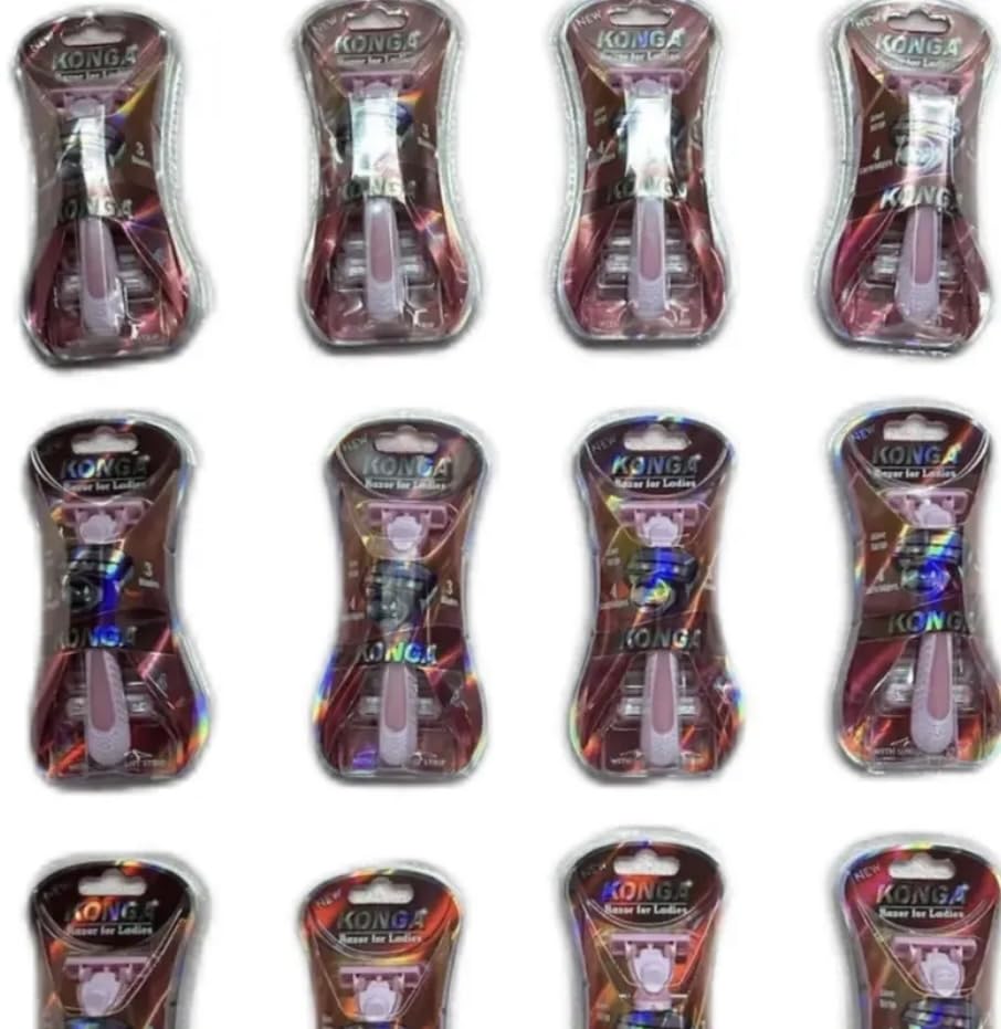 12-Pack Women's Pink Shaving Razors with 3 Refill Blades, 3-Layer Stainless Steel Blades