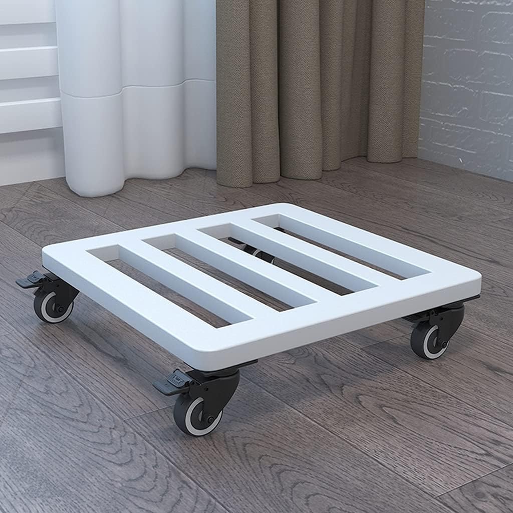 Large Potted Plant Caddy, Heavy Duty Iron Garden Flower Pot Planter Mover, Planter Trolley Saucer Moving Tray, Machine Base, Sturdy Designed Iron Pot Coaster on Wheels(White 50cm/20in)