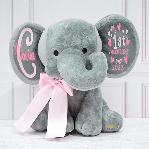 Miniatura 8 de Personalized Elephant Stuffed Animal - My First Valentines Day Elephant  Custom Plush Toy Valentines Gifts for Babies  Boy  Girl  Newborn
