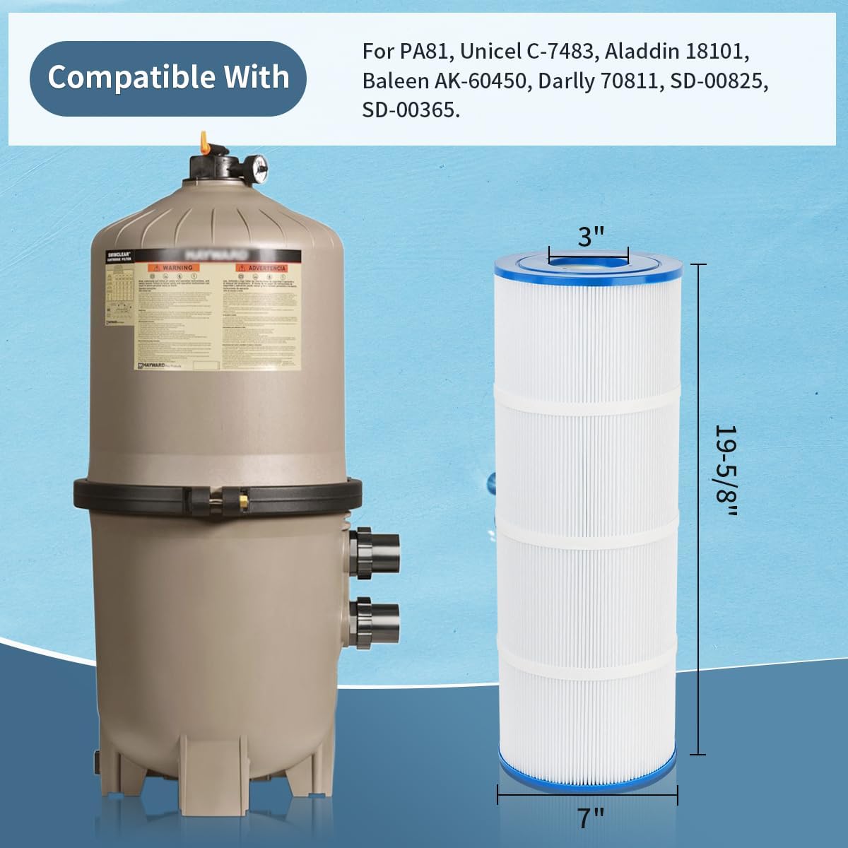 Paquete de 4 Cartuchos de Filtro de Repuesto para SwimClear C3025, C3030, PA 81, C-7483, FC-1225, FC-6425, Ultral-A3 Filtro para Piscina de SPA