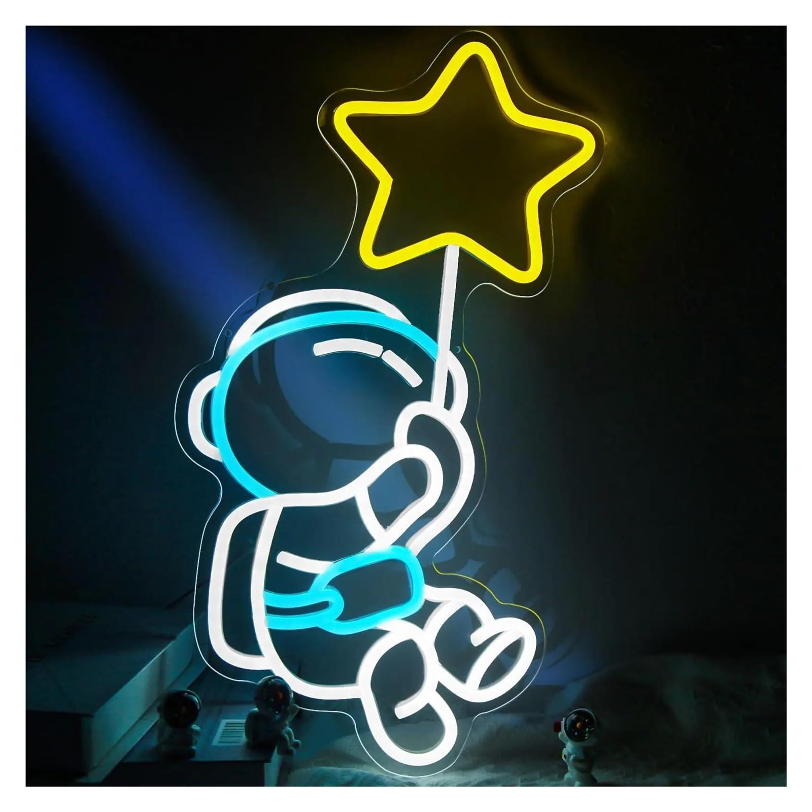 RONGCH Hanging Art Signs Astronaut Star Neon Sign Spaceman Light Dimmable Astronaut Decor for Kids Bedroom,Game Room, Man Cave 40.5x22.6cm