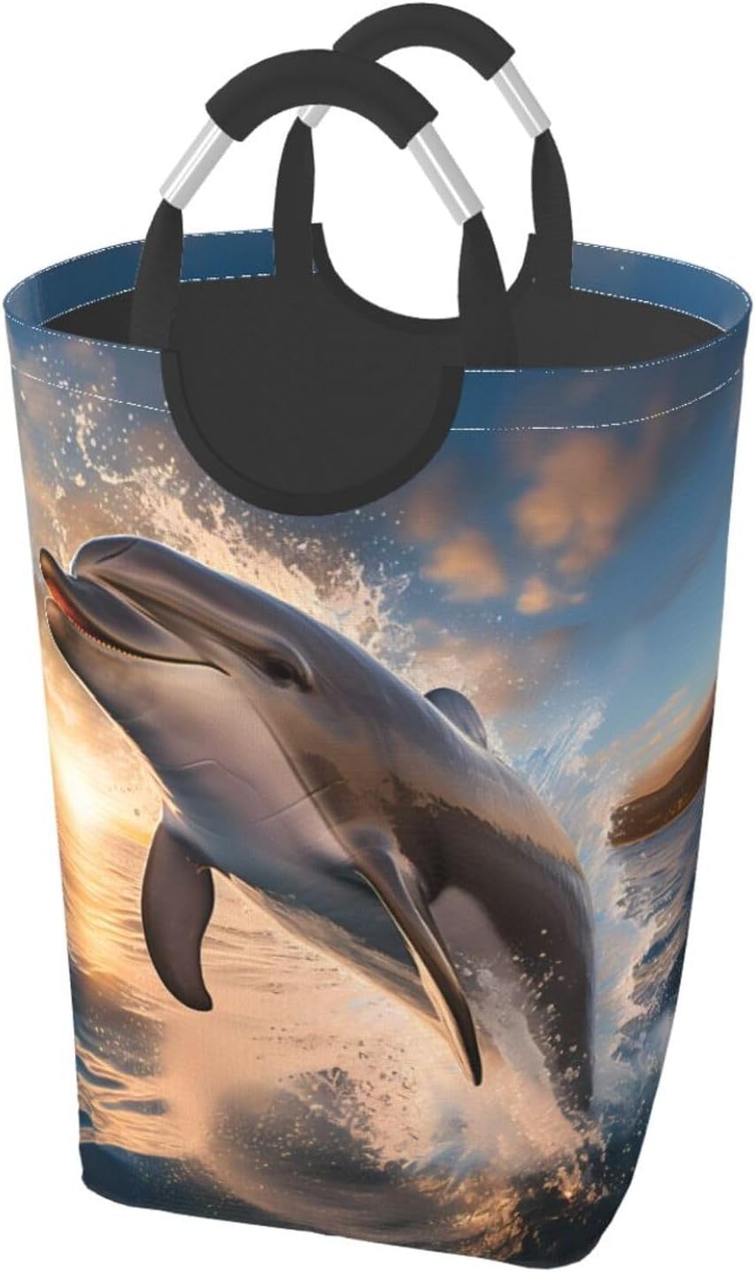 Jumping Dolphin Square storage bag 50L, suitable for multiple scenes, foldable dirty clothes storage basket.