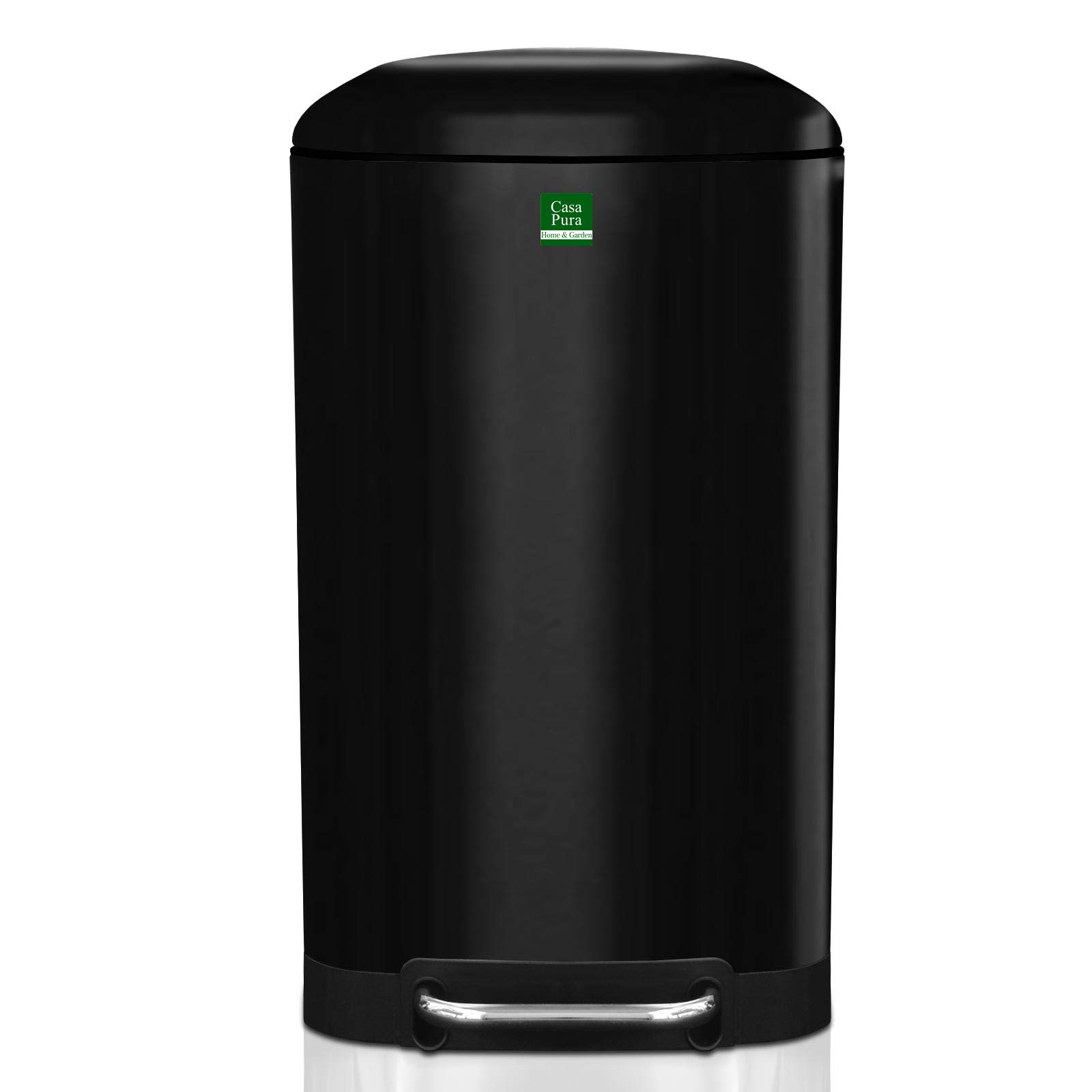 Casa Pura Pattumiera a pedale Cubo con chiusura ammortizzata, 30 litri, coperchio con chiusura ammortizzata, antiodore, secchio interno rimovibile in acciaio inox