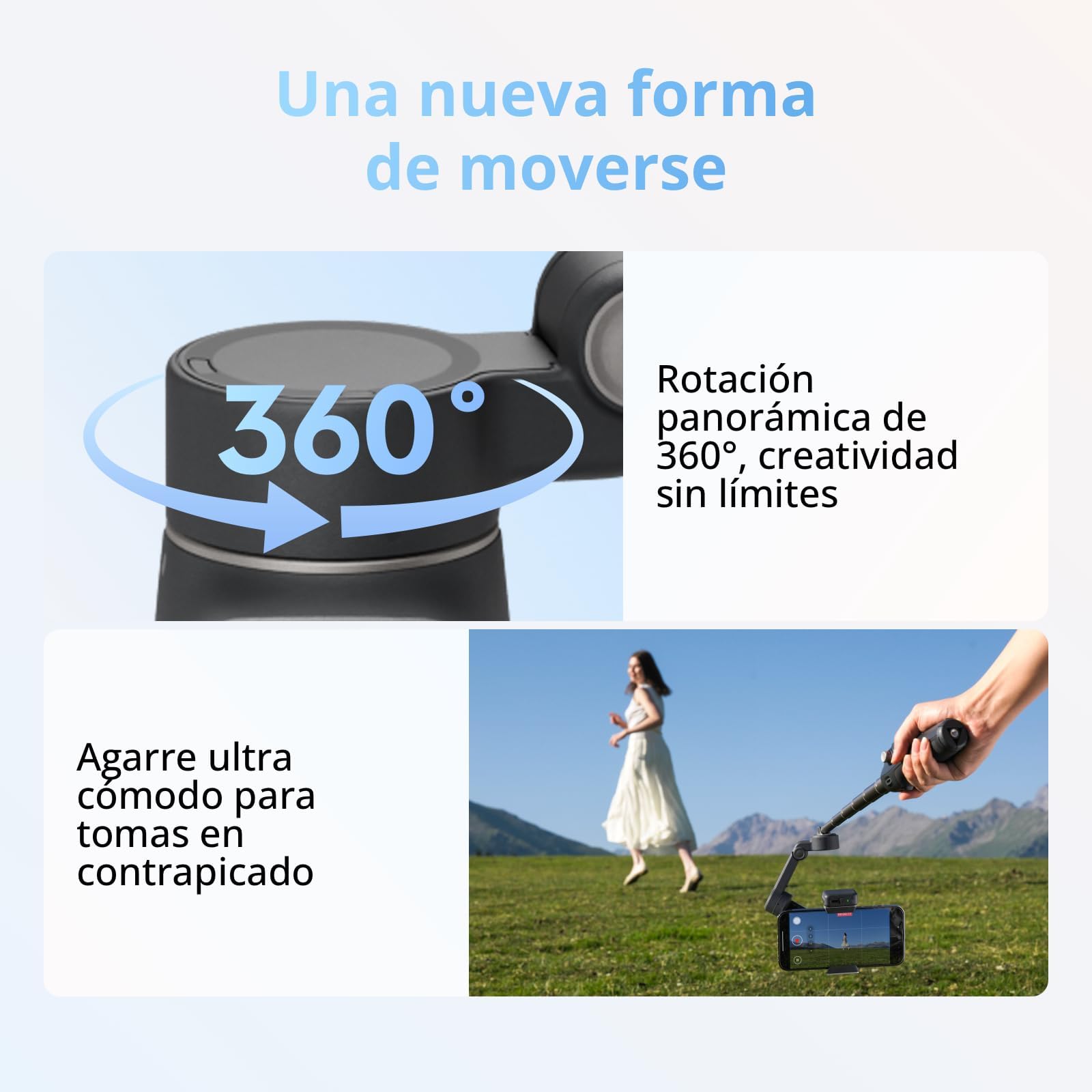 DJI Osmo Mobile 8 Estabilizador para teléfonos, Pack Seguimiento Avanzado, Seguimiento Nativo por IA con Audio e iluminación, rotación panorámica de 360°, Brazo Extensible y trípode