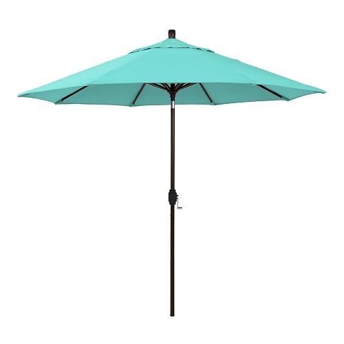 12-Year-Non-Fading, 9Ft Premium Sunbrella Patio Umbrella, Hand-Crank, Button-Tilt, Bronze Frame,