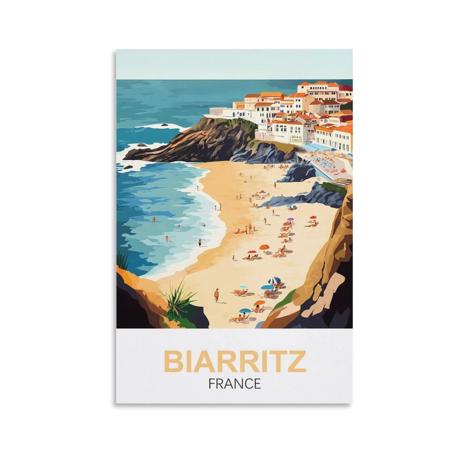 EZMLFA Diamond Art Kits Adults,Biarritz France,5D Dimond Picture, Crystal Gem Art Crafts for Boys Girls, DIY Mosaic Creations Set for Home Decor 30x40cm