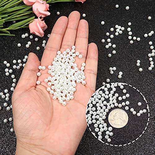 Toaob 370 x Round Glass Beads with Pearlescent Beads Assorted White 4 mm with Beading Needle for DIY Spacer Crafts Necklaces Bracelets Earrings Jewellery Making - Image 3