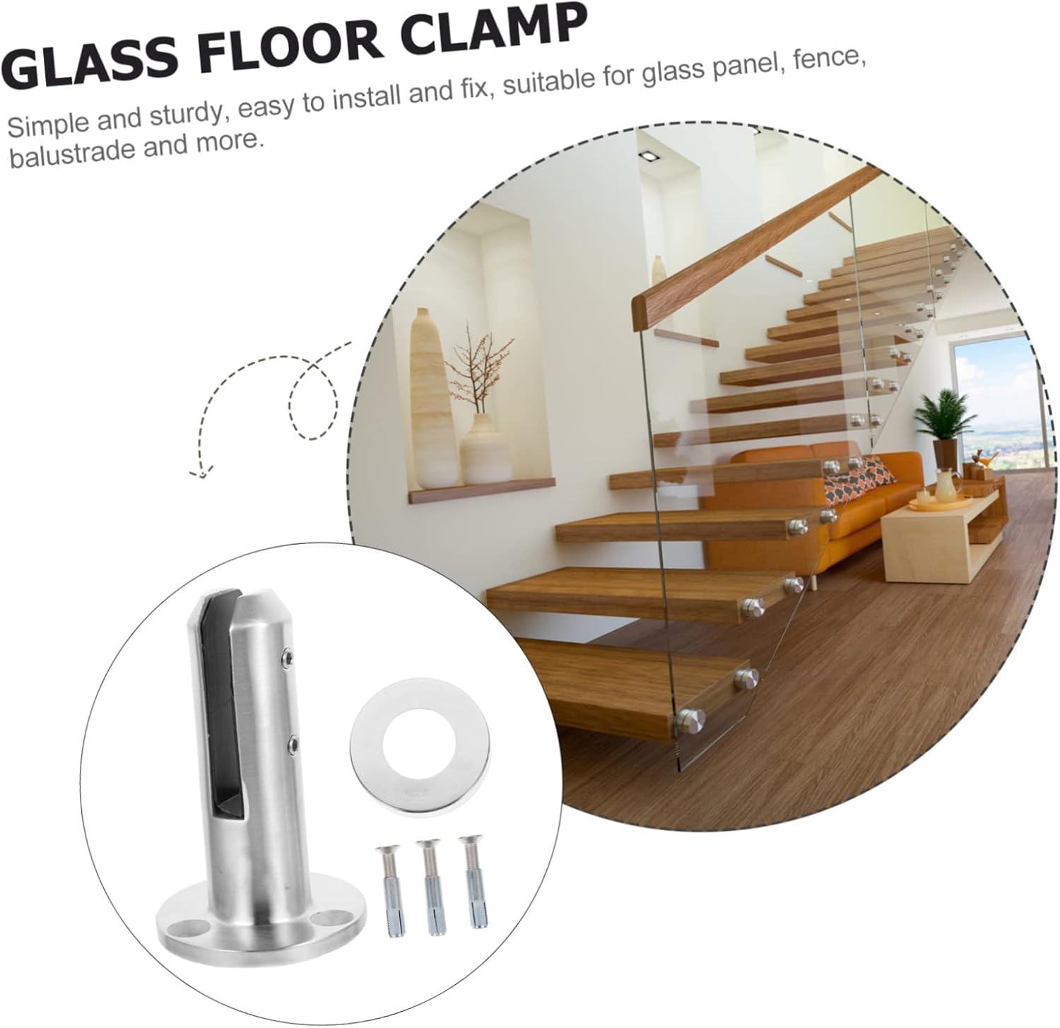 1set Glass Floor Clamp Cover and Stable Glass Fixing for Pool Areas Showers and Handrails Easy to Install and Scratch