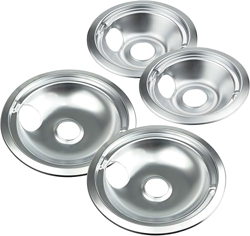 Moldes de goteo Chrome Range compatibles con GE, Hotpoint y Kenmore Electric Stove - Reemplazo para WB31T10010, WB31T10011 (paquete de 4, 2 piezas