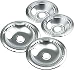 Chrome Range Drip Pans compatible with GE, Hotpoint and Kenmore Electric Stove - Replacement for WB31T10010, WB31T10011 (4 Pack, 2pcs 6