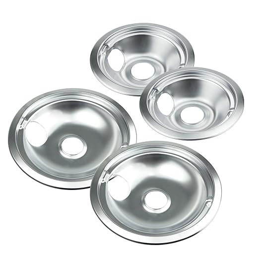 Chrome Range Drip Pans compatible with GE, Hotpoint and Kenmore Electric Stove - Replacement for WB31T10010, WB31T10011 (4 Pack, 2pcs 6" and 2pcs 8")