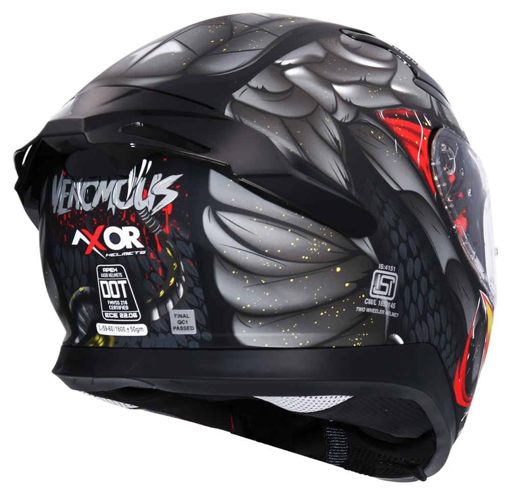 Casco Integral AXOR Apex Venomous DV Negro Mate Gris Totalmente Homologado (M 57/58)
