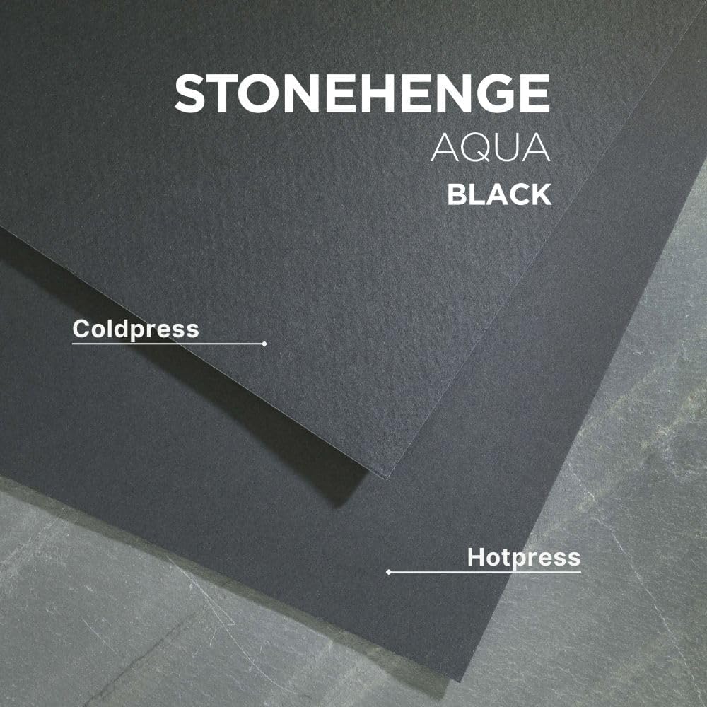 Stonehenge Aqua Black Medium Weight Pad, 140lb, Coldpress, 8 x 10 Inches, 15 Sheets for Wet and Dry Media