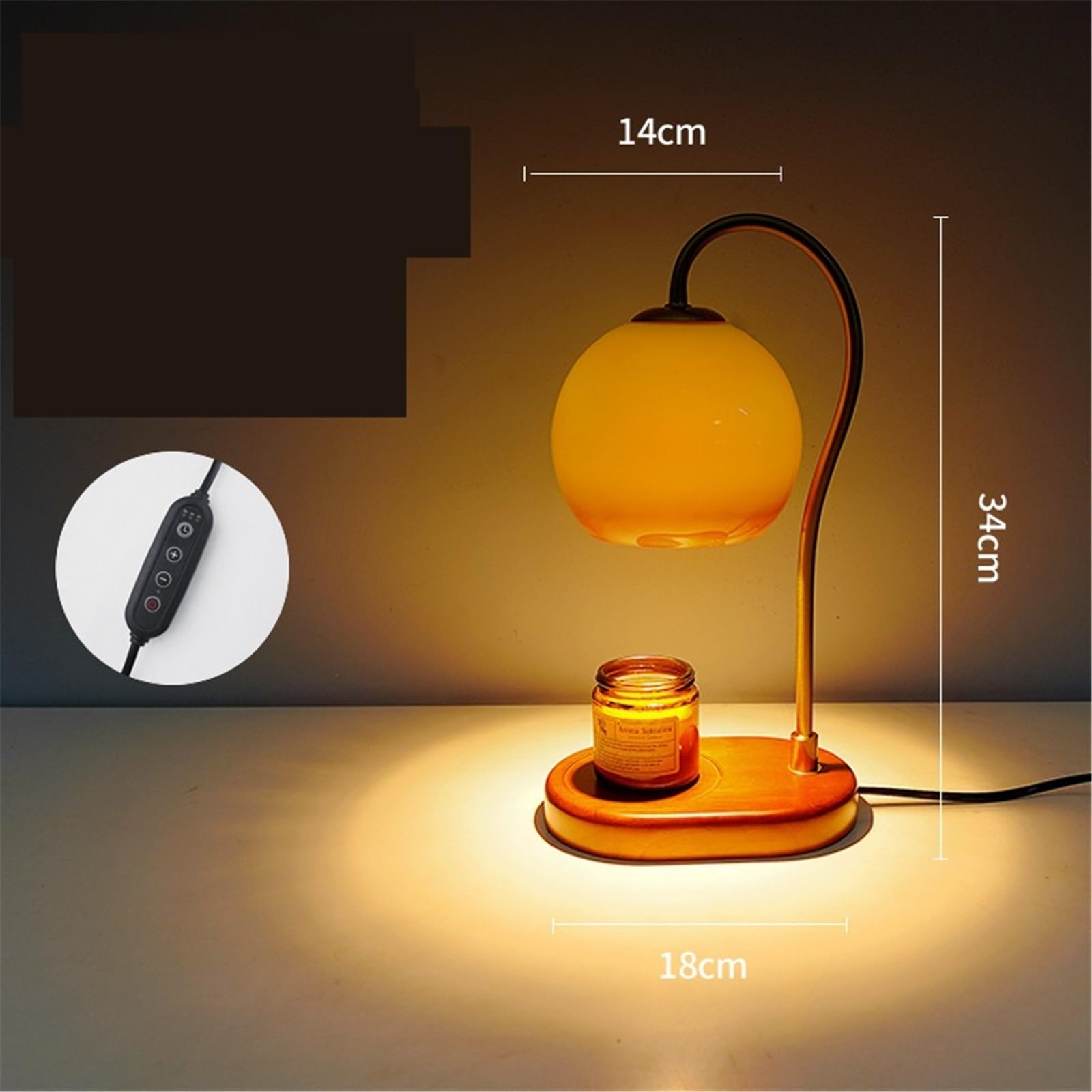 Lampada da comodino Lampada da tavolo rotonda for interni della camera letto, con sfumatura di colore retrò, comodino Lampade per la camera da letto
