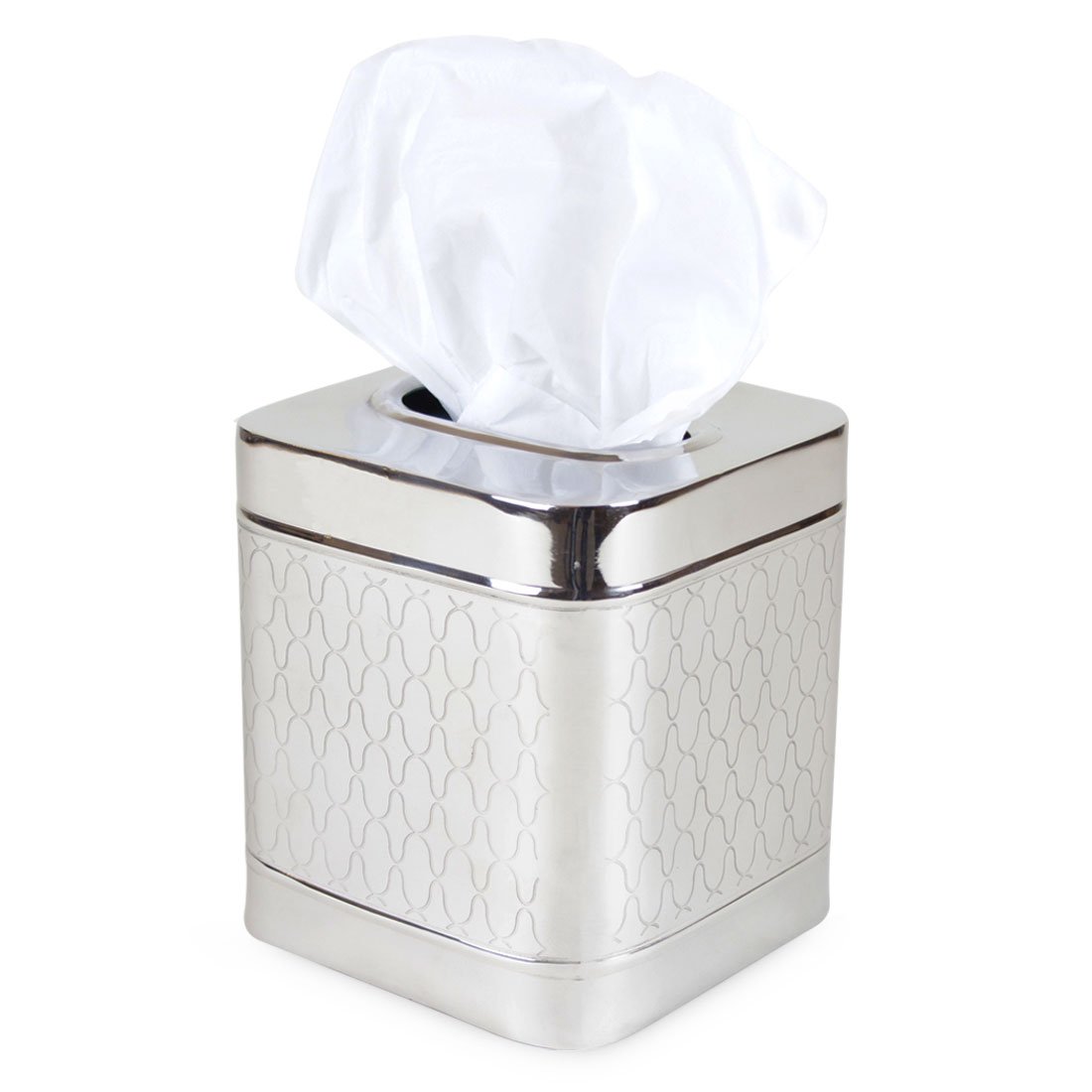 The London Homeware Company Novello – Stylish Patterned Metal Tissue Box Cover - Suitable for Home | Hotels | Receptions | Spa | Guesthouses