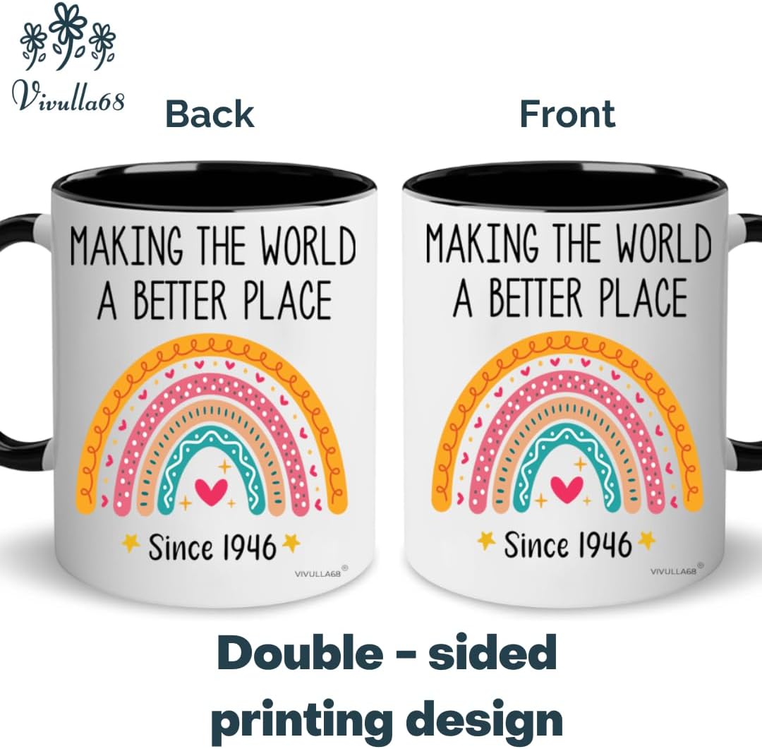 Vivulla68 80th Birthday Gifts For Women Men, Best Gifts For 80 Year Old Woman, 1946 Birthday Gift For Women, 80 Year Old Gift for Woman Man, 1946 Coffee Mug, 80th Bday Coffee Cups 11Oz - Image 3