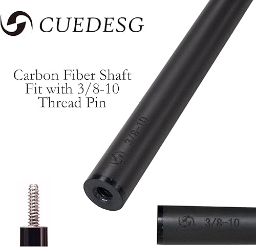 Miniatura 2 de Eje de palo de taco de piscina de fibra de carbono 0.413 in0.465 in0.492 in, eje de palo de piscina de baja desviación, eje profesional de taco,