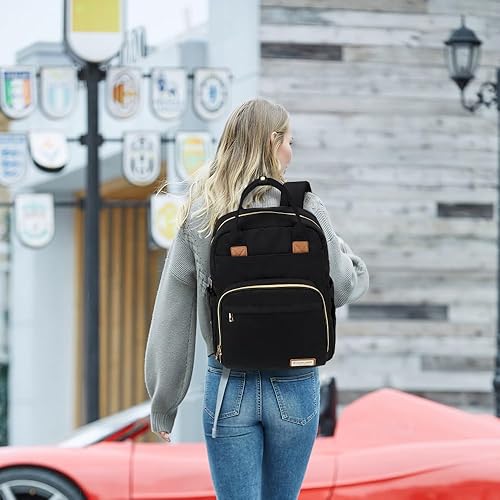 Miniatura 85 de RUVALINO Mochila para pañales - Bolsa de pañales de viaje multifunción para bebé con cambiador, soportes aislados para botellas y estuche para Gris