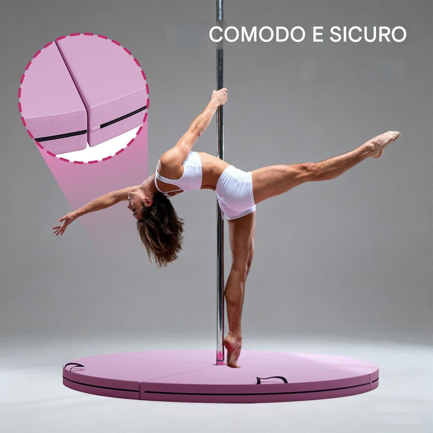 Crash Mat Per Pole Dance - Crash Pad Pieghevole Con Imbottitura Per 120x120x10 Cm | Di Sicurezza Pieghevole Protettivo Anticaduta Per Donne Ragazzi Ragazze Giovani Adolescenti Pale