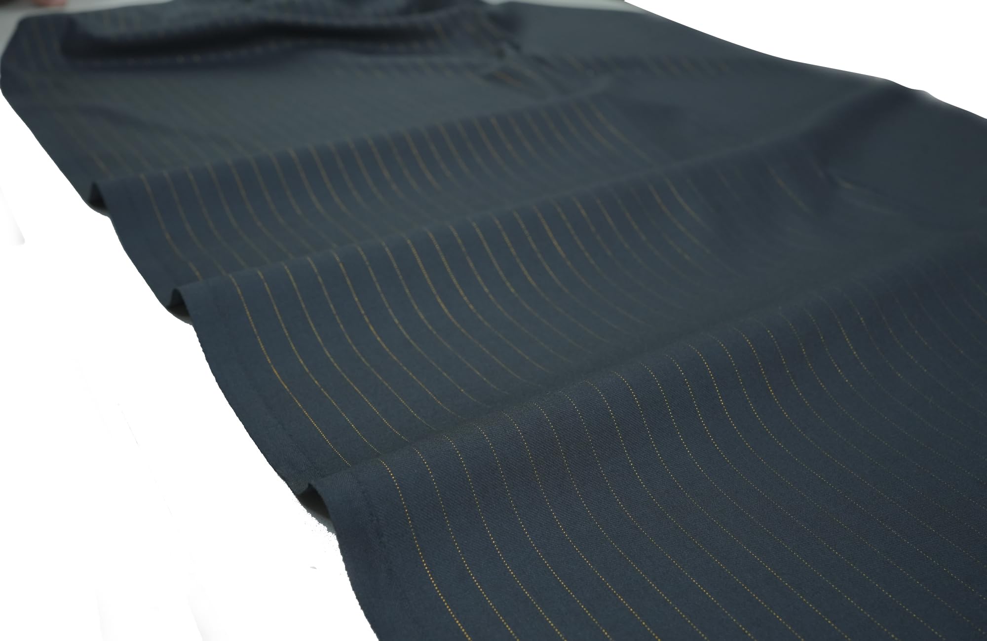 Premium 100% Wool Suiting Fabric with 22K Gold Plated Pinstripes | Luxury Navy Blue Suit Material | Fine Merino Wool | Unstitched Men's Suiting Fabric | 3.5 Meter Cut-picture-24