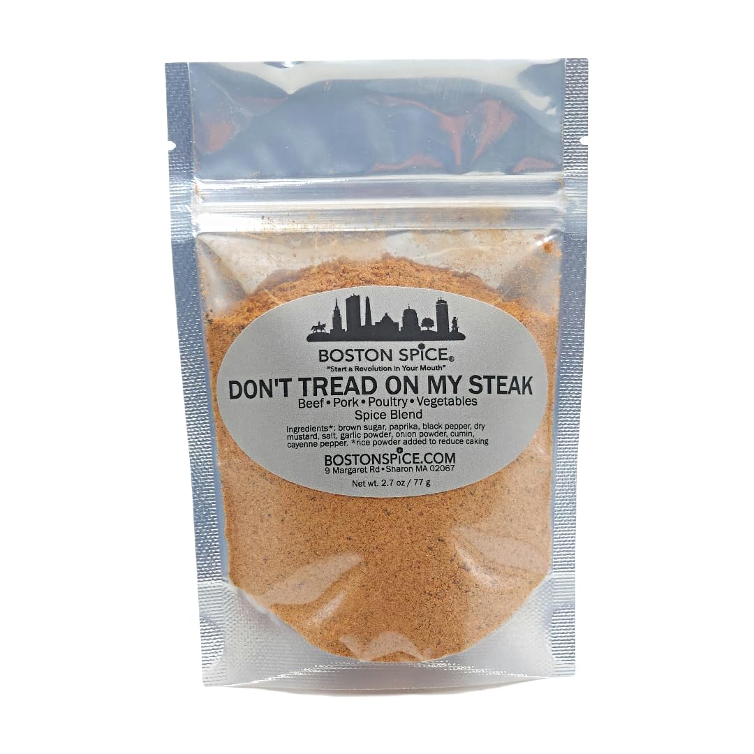 Boston Spice Don't Tread On My Steak Handmade Gourmet Seasoning Blend Dry Rub Beef Steak Ribeye Filet Pork Ribs Chicken Wings Poultry Vegetables Smoking Grilling Barbecue BBQ 1/4 Cup 1.3oz/38g