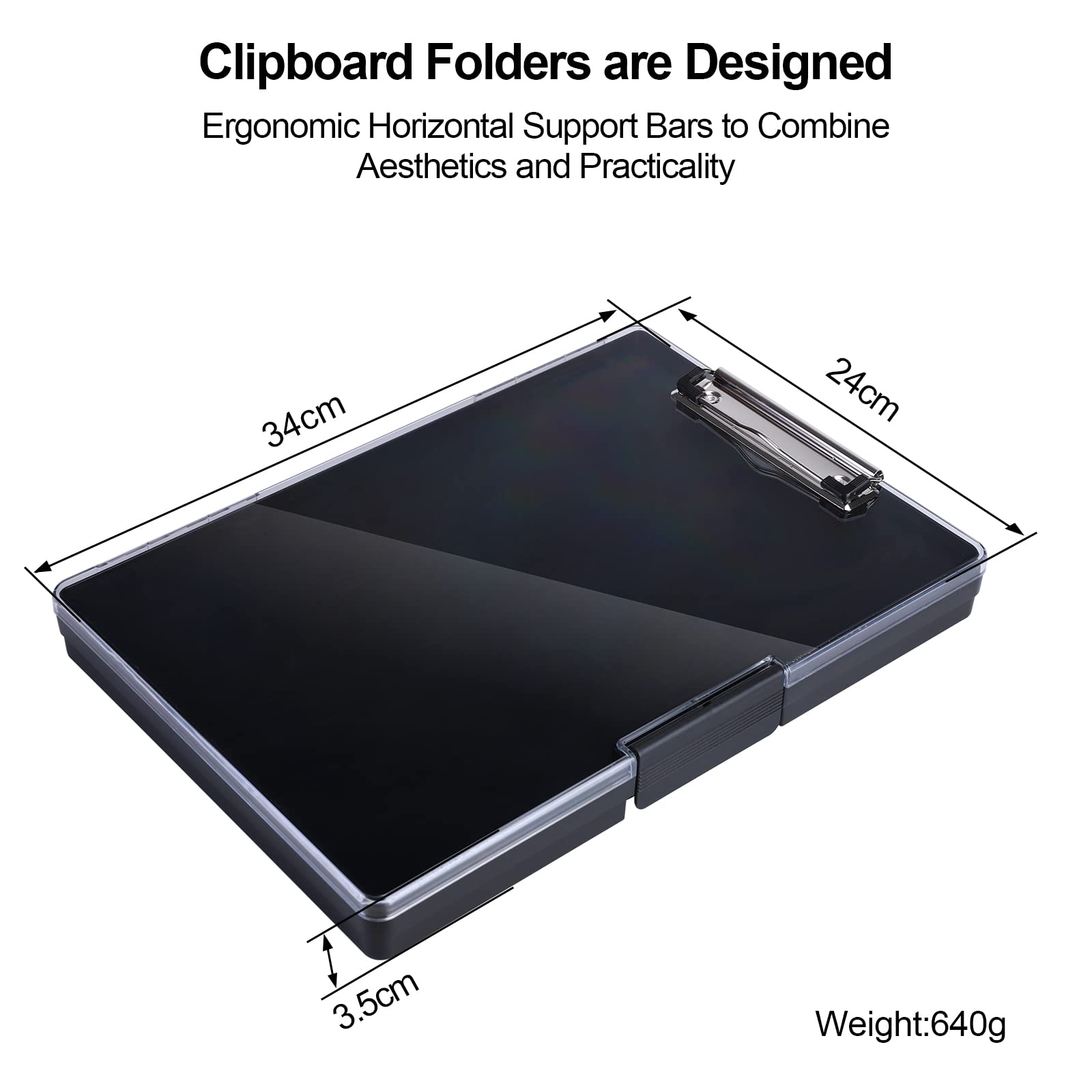 FRETONBA Clipboard A4 with Storage, Plastic Clip Board with Pen Holder, Portable Personalised Clipboard with Cover - Image 2