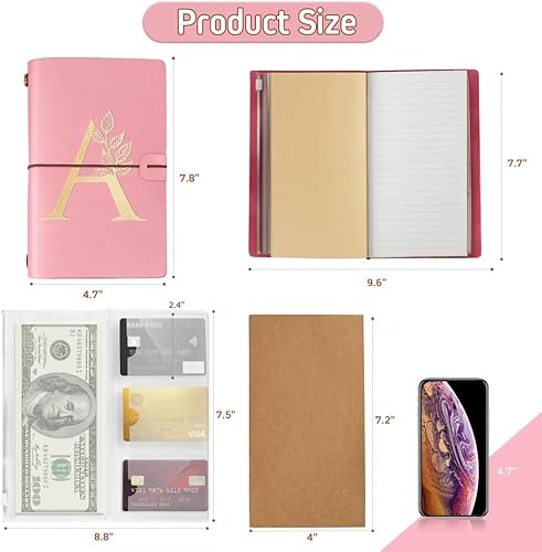 Miniatura 5 de To My Daughter Gifts - Cuaderno de cuero con inicial para escribir, cuaderno de notas personal, planificador diario recargable con 6 ranuras para