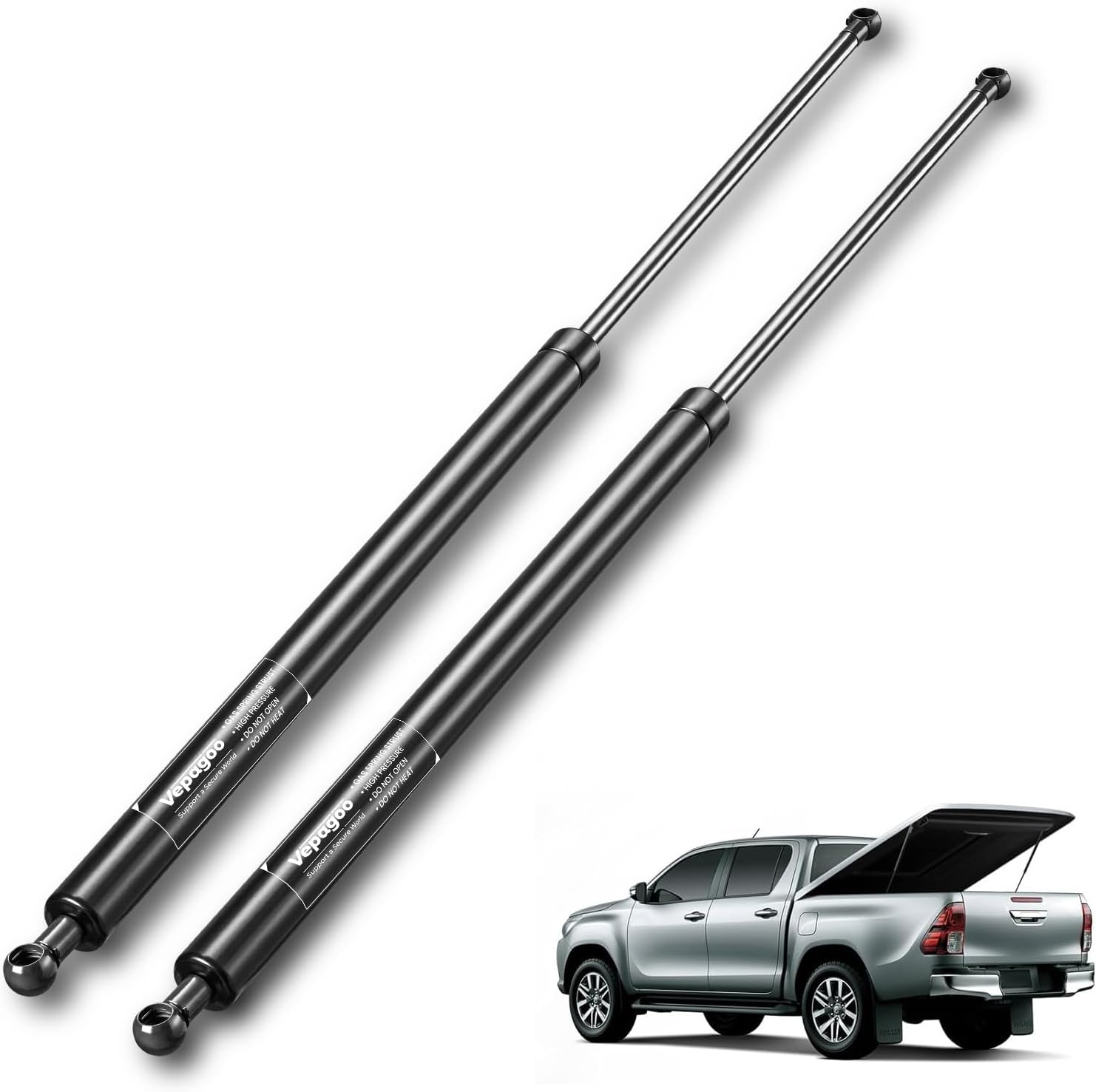 Vepagoo 35 inch Gas Strut 300Lb/1334N Heavy Duty Lid Gas Struts Shock Lift Support Spring for Tonneau Cover RV Kitchen Door Truck Bed Trailer Cap Bed Custom Wooden Cover, Set of 2