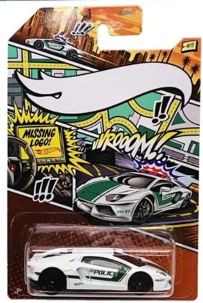 Hot Wheels Police Pursuit Comic Missing Logo Art Variant – Complete 5‑Pack Bundle (2020 Edition) | Collectible 1:64 Die‑Cast Police Cars