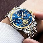 OLEVS-chronograph-Mens-Stainless-Steel-Watch-Blue-Dial-Silver-Colored-Strap